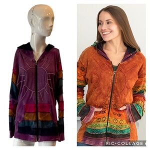 Greater Good Sunshine Dream Purple Multi  Patchwork Cotton Hoodie Size M